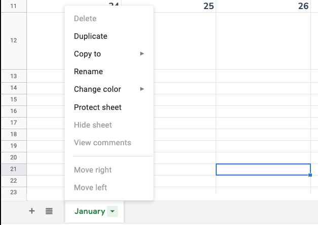 How to Make a Google Sheets Calendar: Duplicate the Tab for Each Month