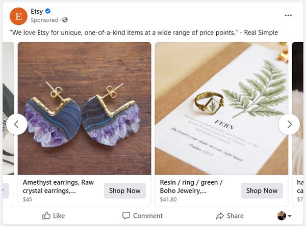 dynamic product ad by etsy