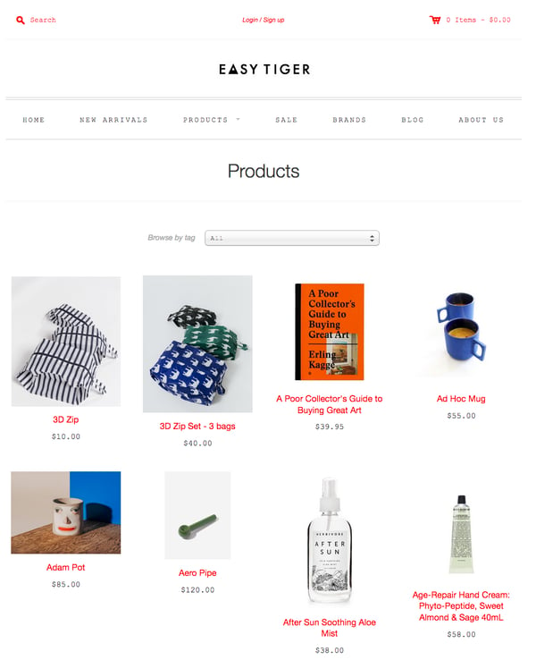 easy tiger Example of Inspiring Shopify Ecommerce Stores