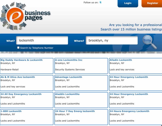 online business directory: ebusiness pages