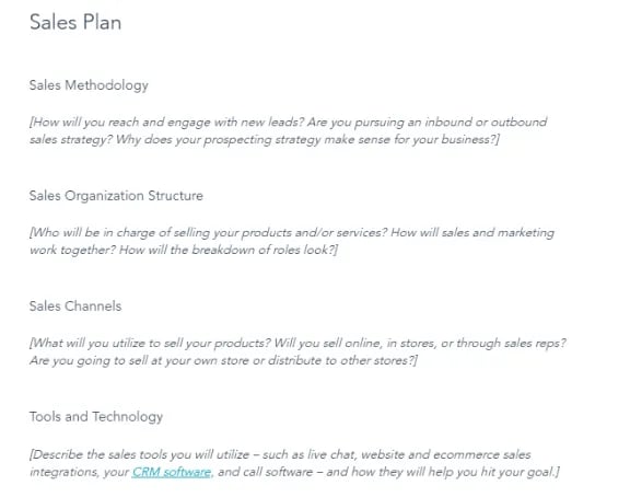 how to write an ecommerce business plan: sales plan