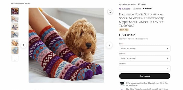 best ecommerce niches, Etsy store selling Nordic wool socks