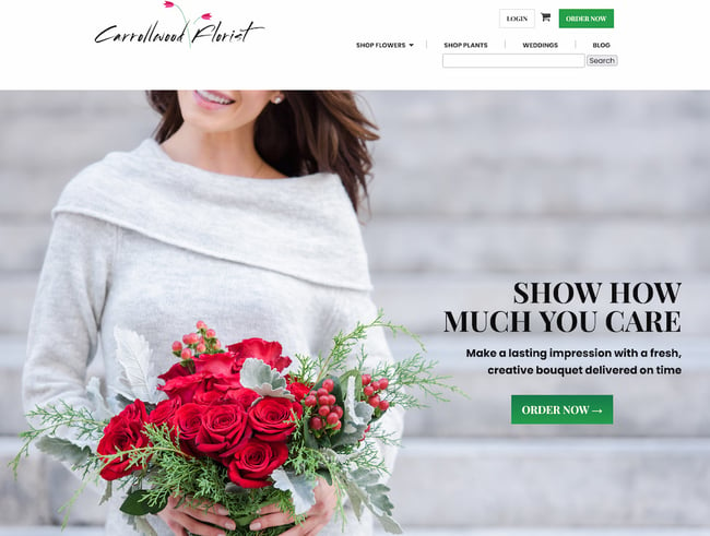 ecommerce website examples: carrollwood florist