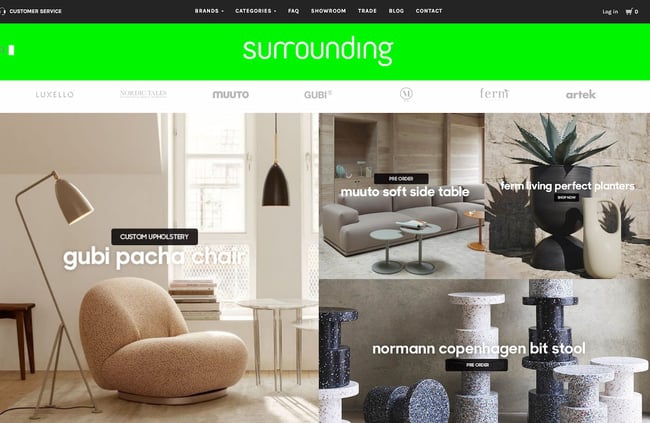 ecommerce website examples: surrounding