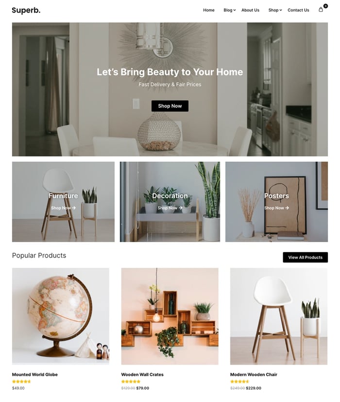 demo page for the wordpress ecommerce theme vantage