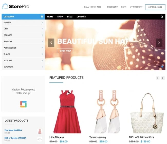 best WordPress ecommerce theme StorePro demo
