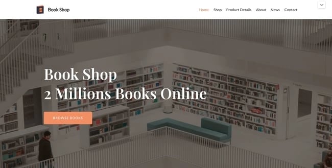 Book Shop demo of the free WordPress ecommerce theme Neve