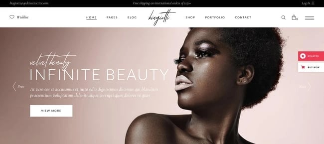The all-encompassing layout of the WordPress ecommerce theme Biagiotti