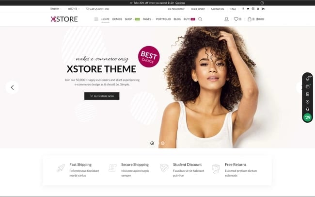 demo page for the wordpress ecommerce theme xstore