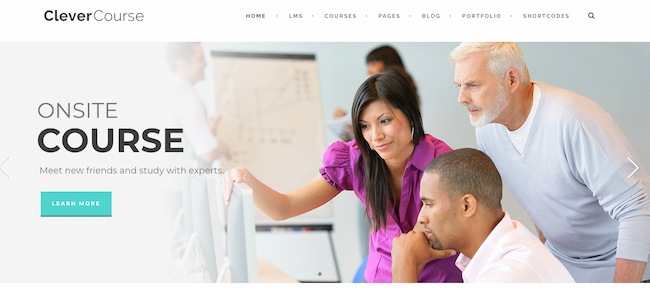 Education WordPress theme example: Clever Course
