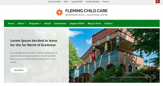Education WordPress theme example: Fleming Pro