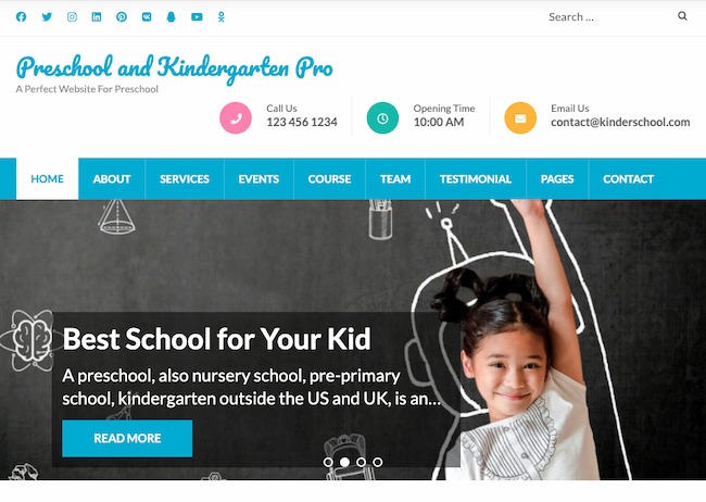 Education WordPress theme example: Preschool and Kindergarten Pro