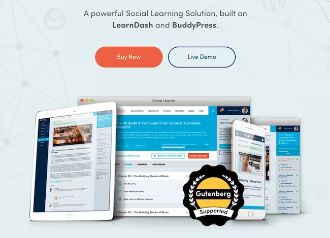 Education WordPress theme example: Social Learner