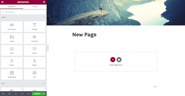 elementor wordpress:  How to use Elementor with WordPress — Elementor page editor with a widget library to the right and the new page's content to the left
