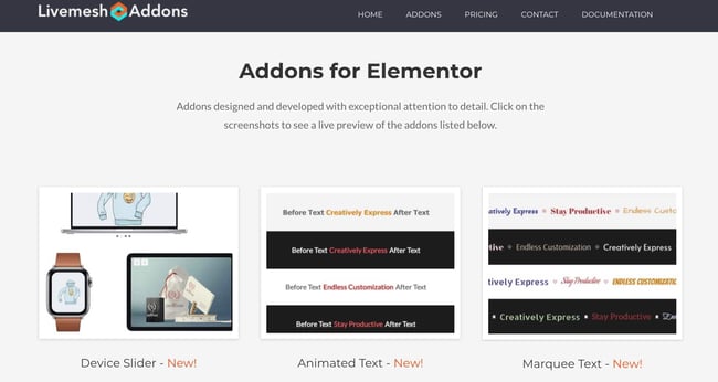 elementor wordpress: elementor plugin livemesh addons 