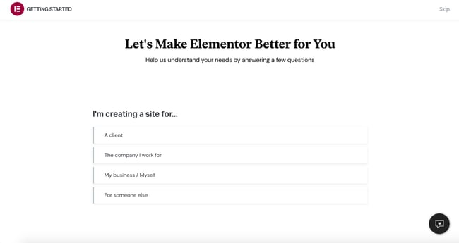 elementor wordpress:  How to use Elementor with WordPress — how to install elementor via elementor.com: answer questions about website goals and experience