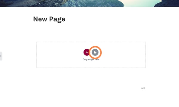 Nouvelle page dans l'éditeur de page Elementor avec une boîte qui dit