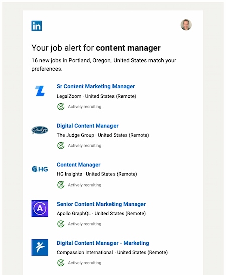 Email personalization example: LinkedIn