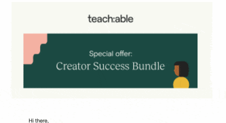Email personalization example: Teachable