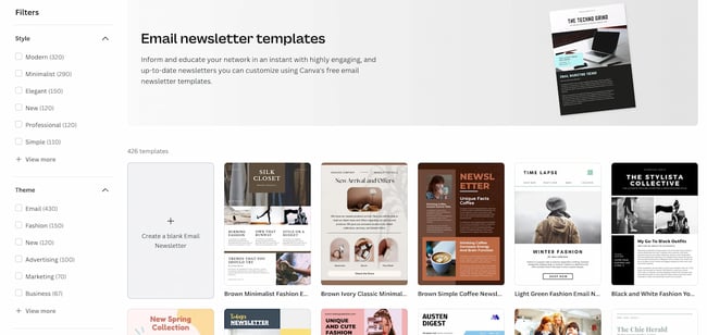 email newsletter templates: canva