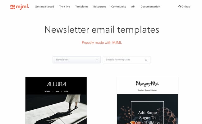 email newsletter templates: mjml