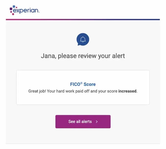 Email personalization example: Experian