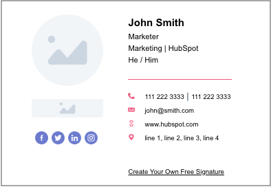 modern email signature generated by HubSpot's email signature generator