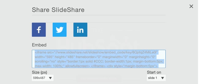 اشتراک گذاری گزینه های SlideShare با کد جاسازی