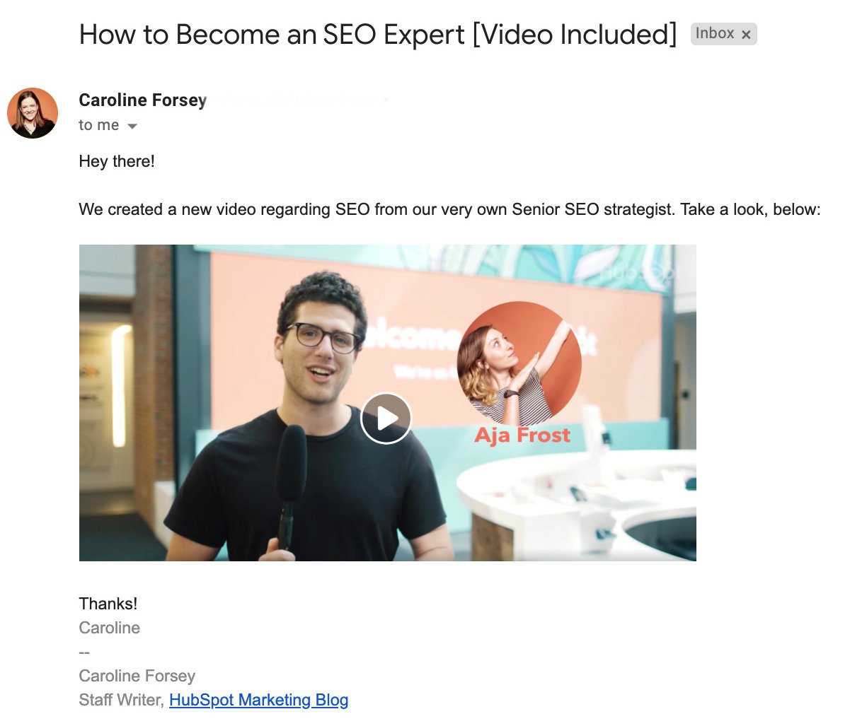 How to embed a video with an image linked from a video site in an email, email.