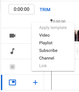 youtube studio video editor end screen element menu