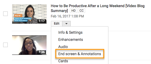YouTube end screen call to action.