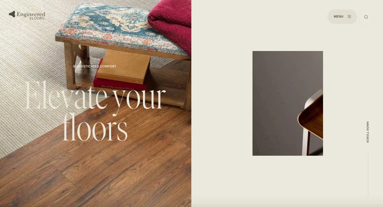 Engineered Floors uses scrolling effects to improve engagement.