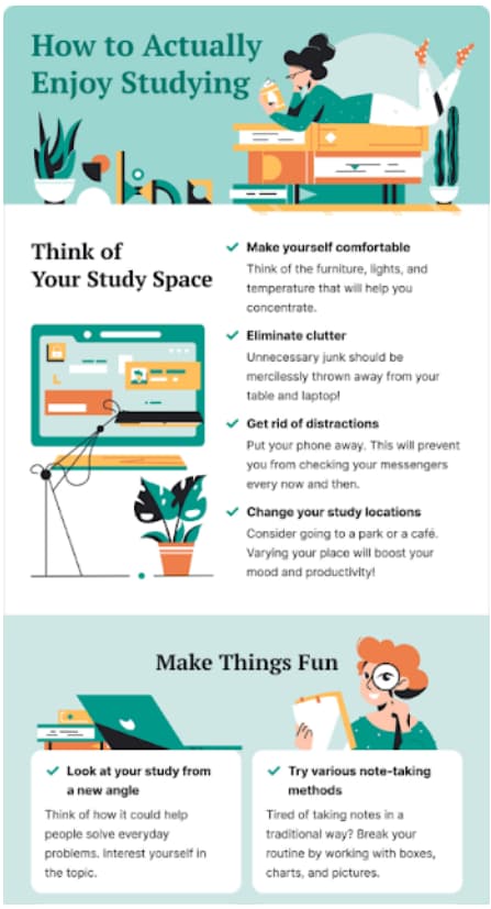infographic on how to enjoy studying