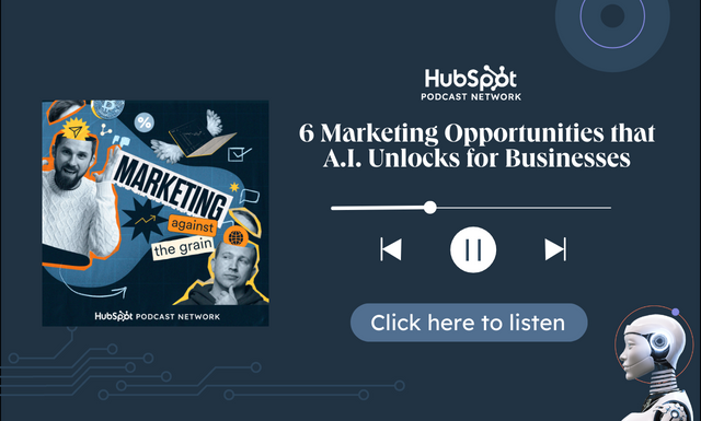 image linking to a podcast episode about marketing opportunities that come from using AI