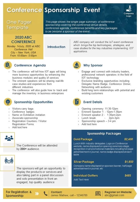 business one pager example, event
