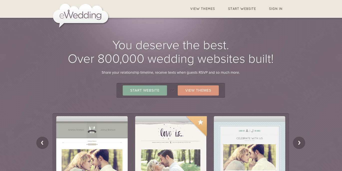 eWedding homepage web design