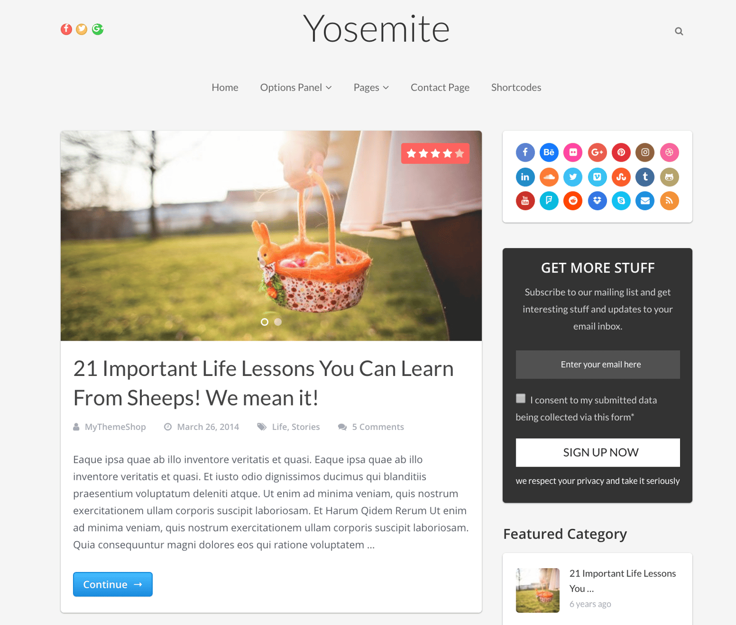 example of Yosemite WordPress theme