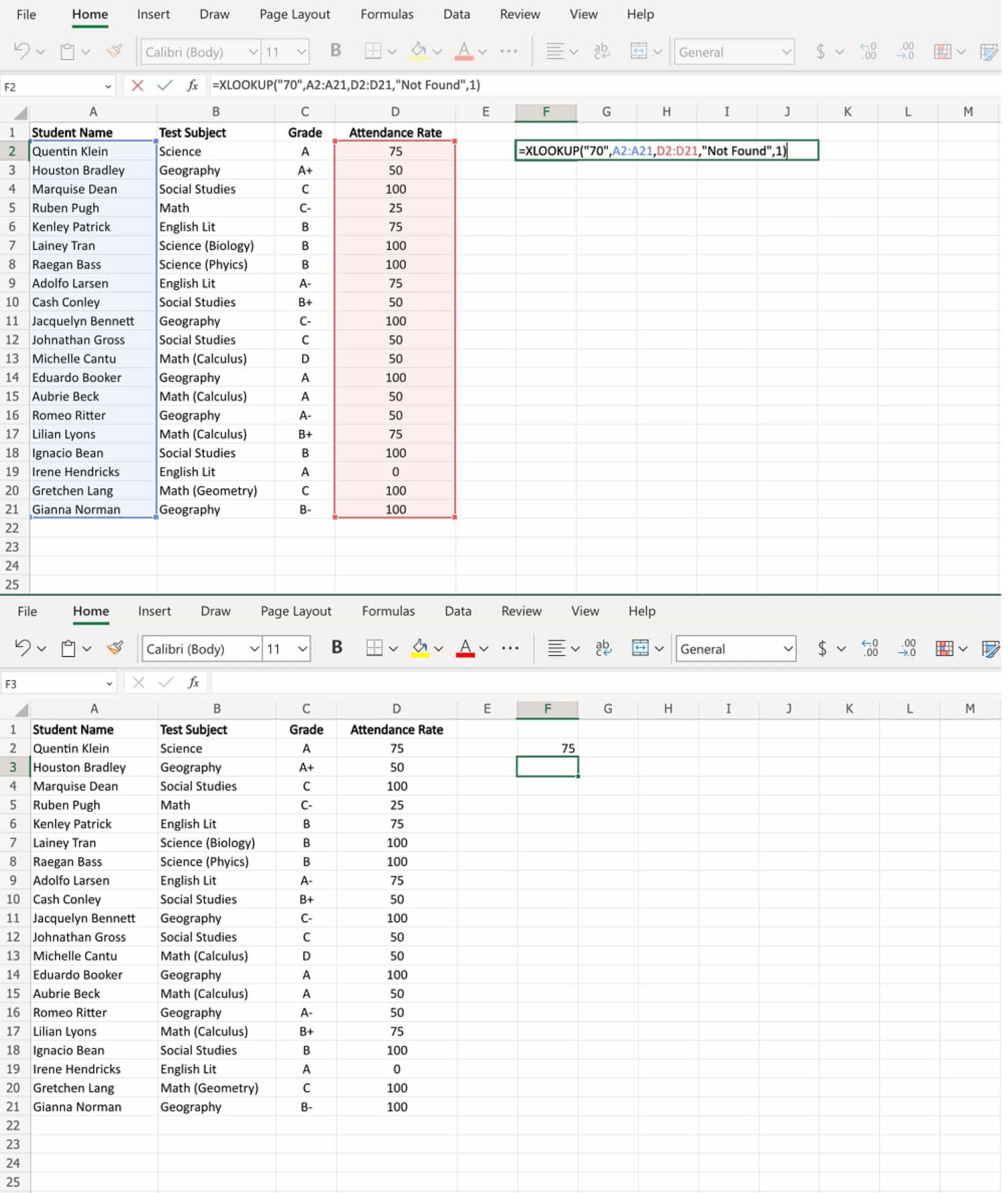 xlookup example, Excel