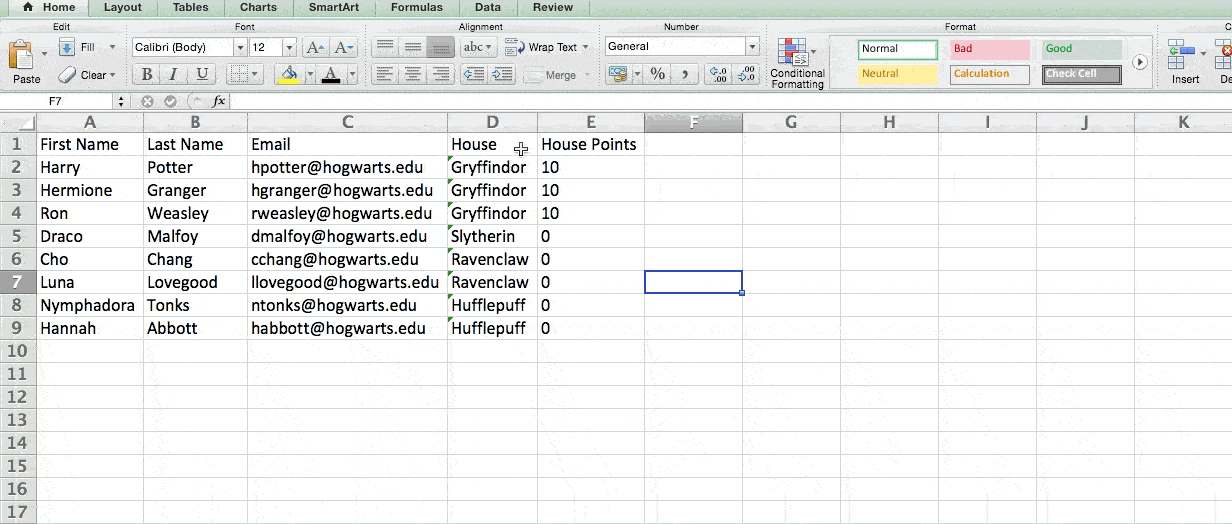 Formatação condicional do Excel