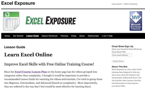 excel exposure's lesson guide