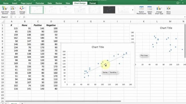 Excel graphs and charts: scatter plot