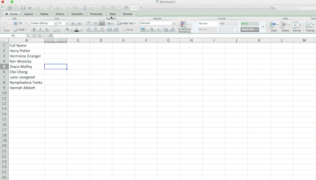 Excel text to column tool