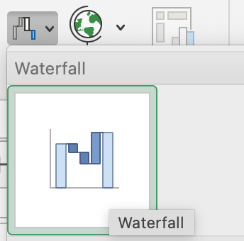 Option to create a waterfall chart in Excel