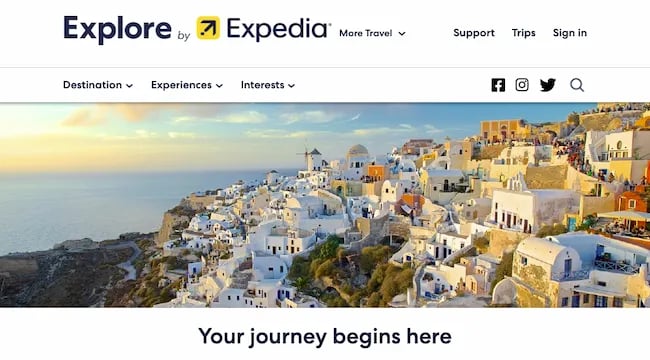 expedia blog front page content marketing example
