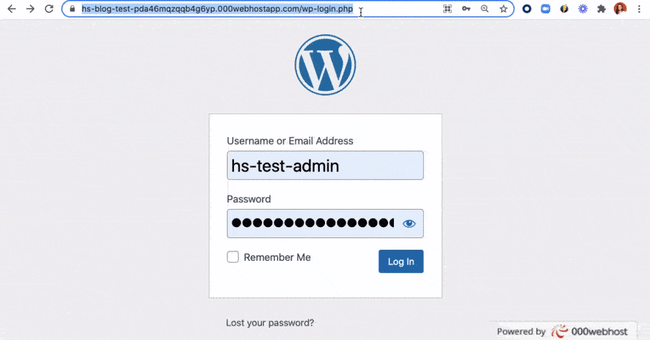 WordPress login admin