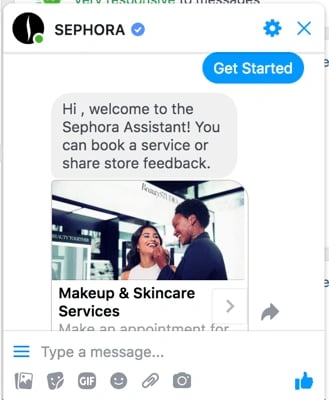 facebook customer service messenger chat bot sephora
