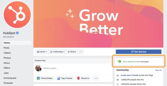 facebook customer service business page response time