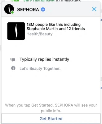 facebook customer service messenger chat bot sephora