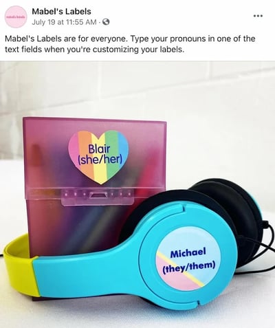 Facebook post from Mabel's Labels FB Page