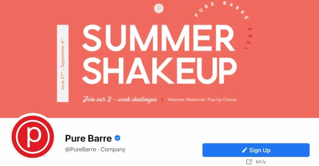 Facebook Page cover from Pure Barre FB Page